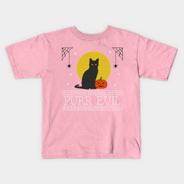 Purr evil Kids T-Shirt by Biddie Gander Designs